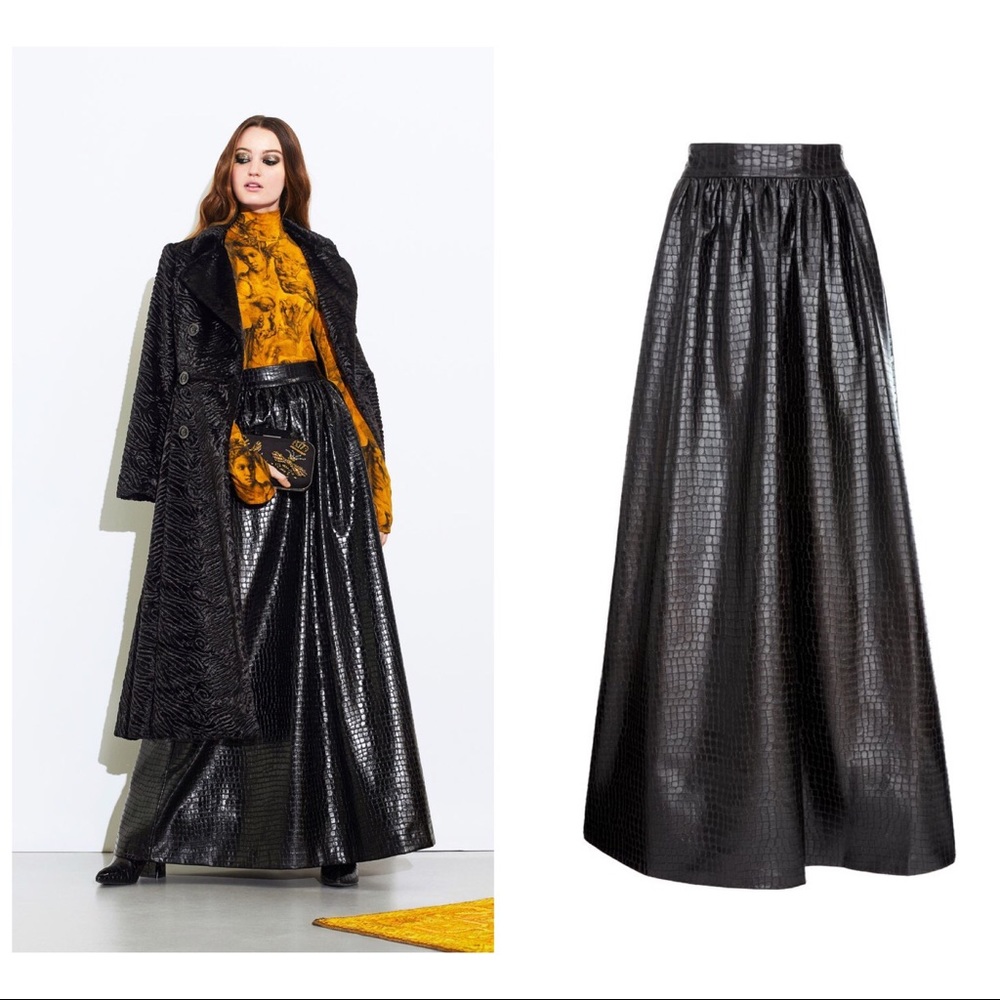 NEW ALICE + OLIVIA Leather Long Maxi Skirt Sz 2